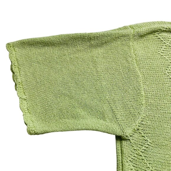 Victoria Jones Light Green Silk Knit Sweater XL With Floral & Diamond Patterns M - Picture 7 of 11